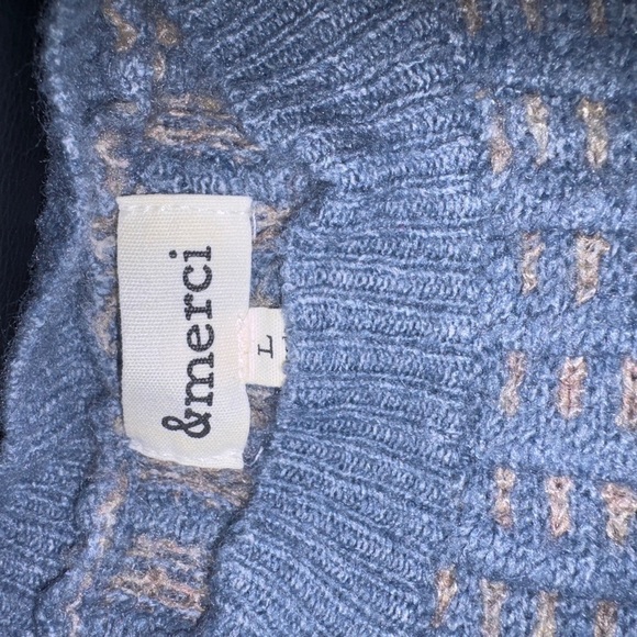 &merci Blue Ribbed Women's Sweater - Picture 2 of 4